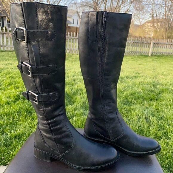 ECCO "Saunter" GTX Tall Riding Water Proof ZIP Leather Boot Black Size 5.5/36EU - Picture 4 of 11